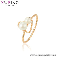 15439 xuping nouvelle dernière bague en or dessins mode blanc perle pour la fête pour les femmes bijoux